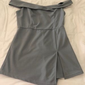 Light blue/grey off the shoulder romper